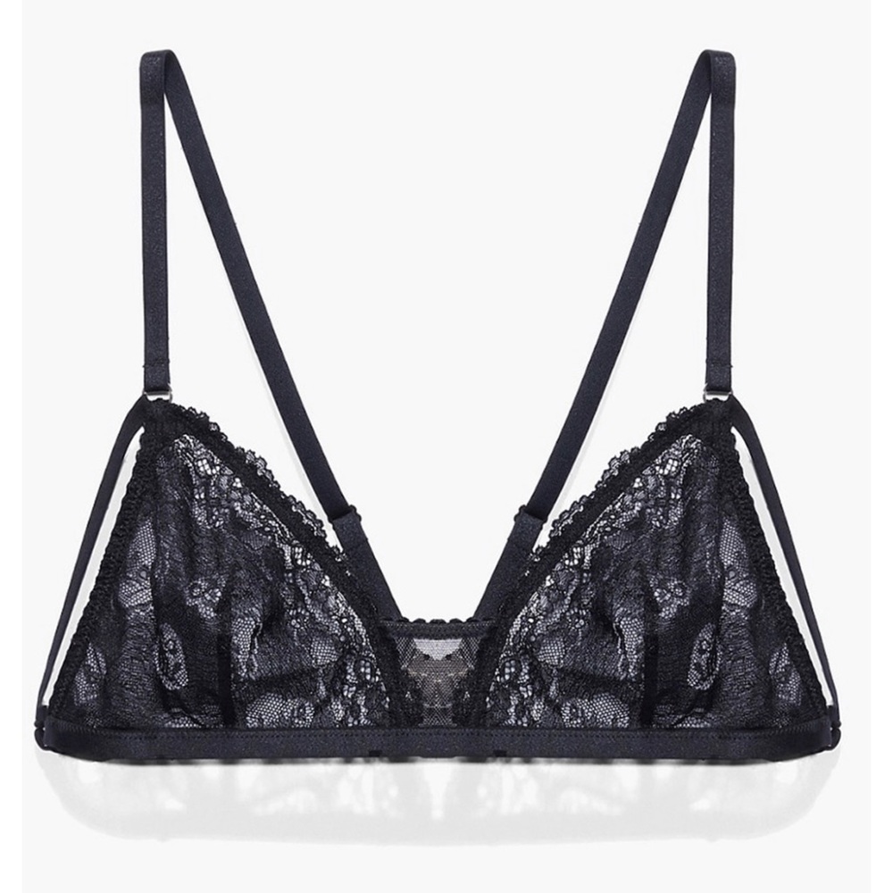 NWOT Savage X Fenty Candy Hearts Lace Bralette Small Black